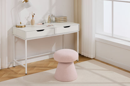 066-Teddy Fabric Soft-padded Footstool, Mushroom shaped Ottoman, Shoe-changing Stool, Makeup Stool,No Installation Required, Suitable For Bedrooms, Living Rooms, Powder Rooms Or Entrances, Pink image 10