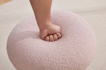 066-Teddy Fabric Soft-padded Footstool, Mushroom shaped Ottoman, Shoe-changing Stool, Makeup Stool,No Installation Required, Suitable For Bedrooms, Living Rooms, Powder Rooms Or Entrances, Pink image 11