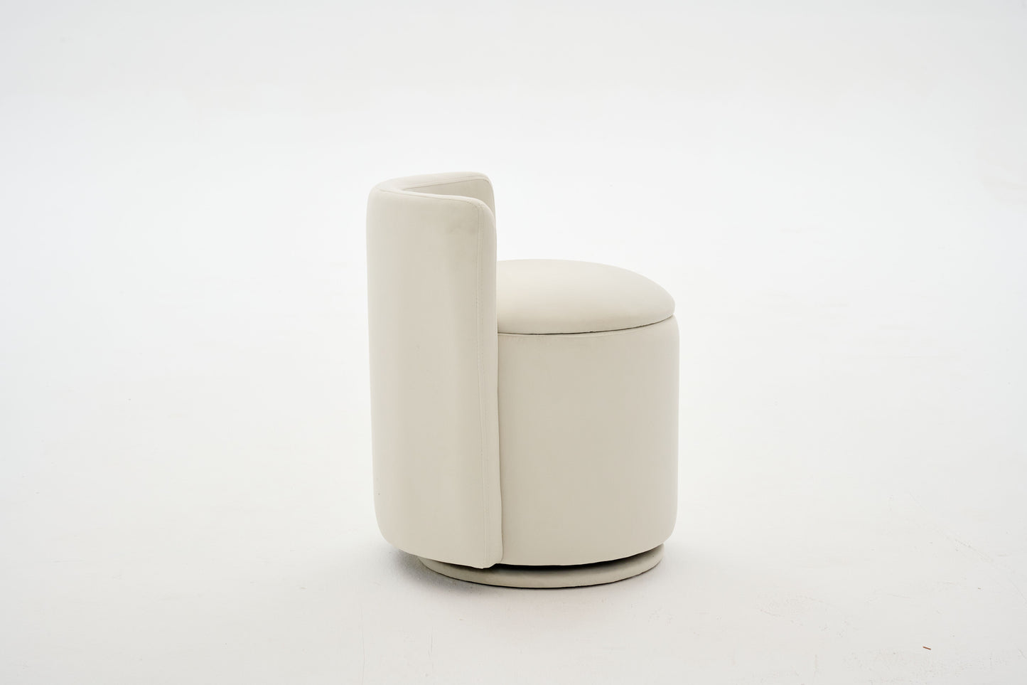 075-Velvet Fabric Swivel Accent Chair, Comfy Barrel Vanity Chair With Curved Backrest, Upholstered Storage Chair For Primary Living Room, Beige image 10