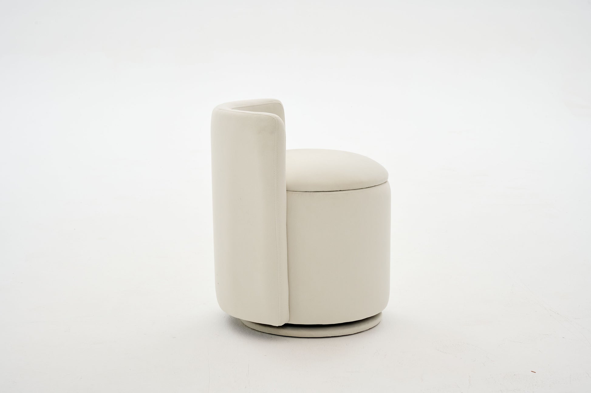 075-Velvet Fabric Swivel Accent Chair, Comfy Barrel Vanity Chair With Curved Backrest, Upholstered Storage Chair For Primary Living Room, Beige image 10