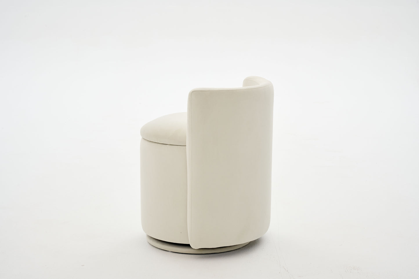 075-Velvet Fabric Swivel Accent Chair, Comfy Barrel Vanity Chair With Curved Backrest, Upholstered Storage Chair For Primary Living Room, Beige image 6