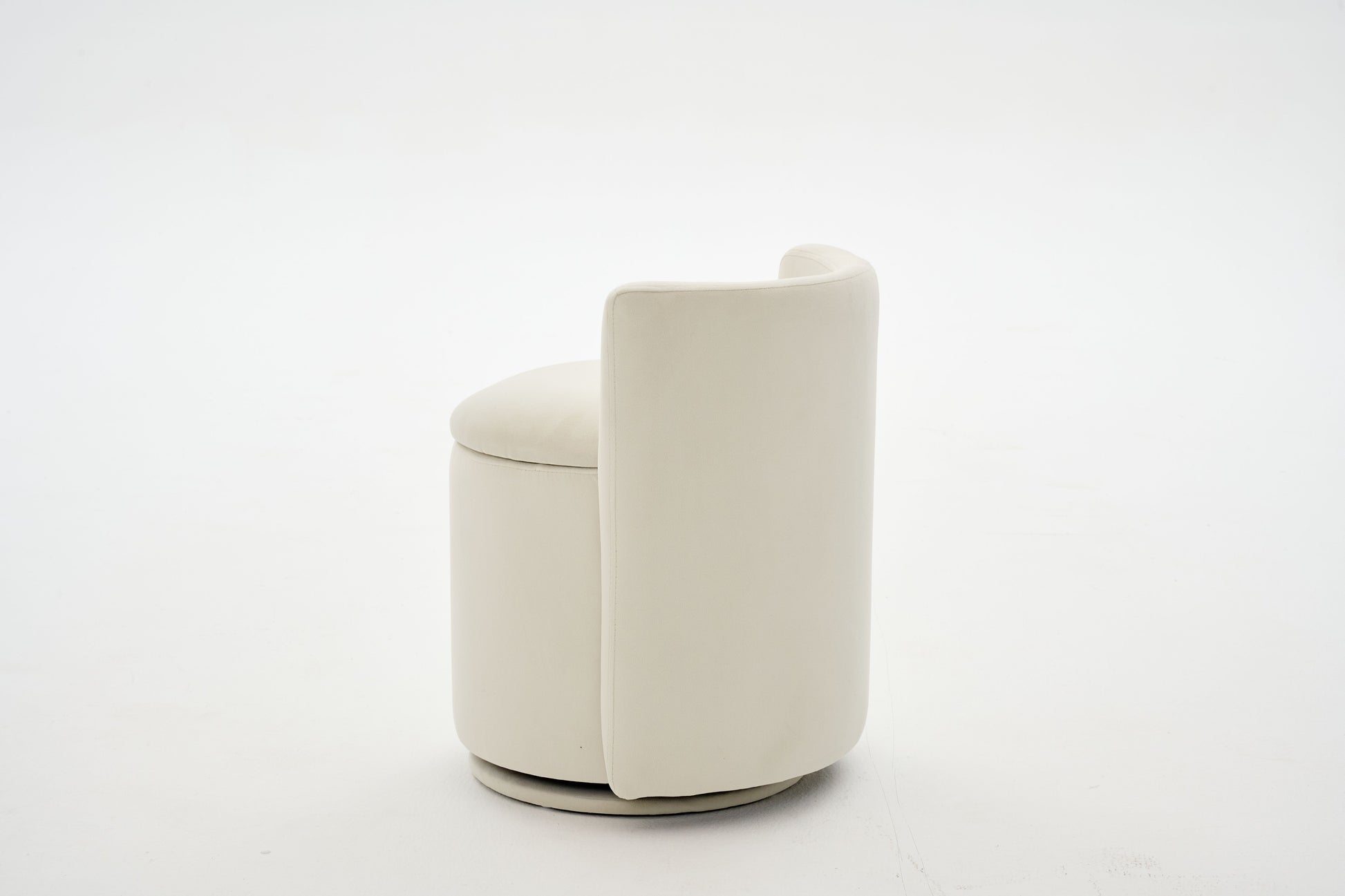 075-Velvet Fabric Swivel Accent Chair, Comfy Barrel Vanity Chair With Curved Backrest, Upholstered Storage Chair For Primary Living Room, Beige image 6