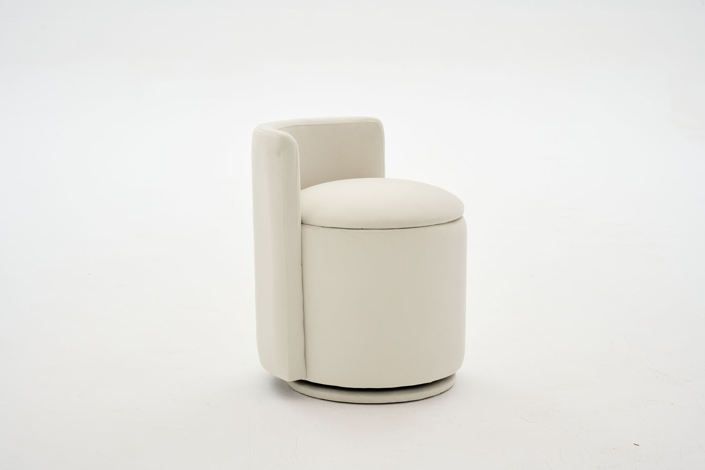 075-Velvet Fabric Swivel Accent Chair, Comfy Barrel Vanity Chair With Curved Backrest, Upholstered Storage Chair For Primary Living Room, Beige image 7