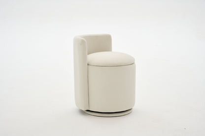 075-Velvet Fabric Swivel Accent Chair, Comfy Barrel Vanity Chair With Curved Backrest, Upholstered Storage Chair For Primary Living Room, Beige image 7