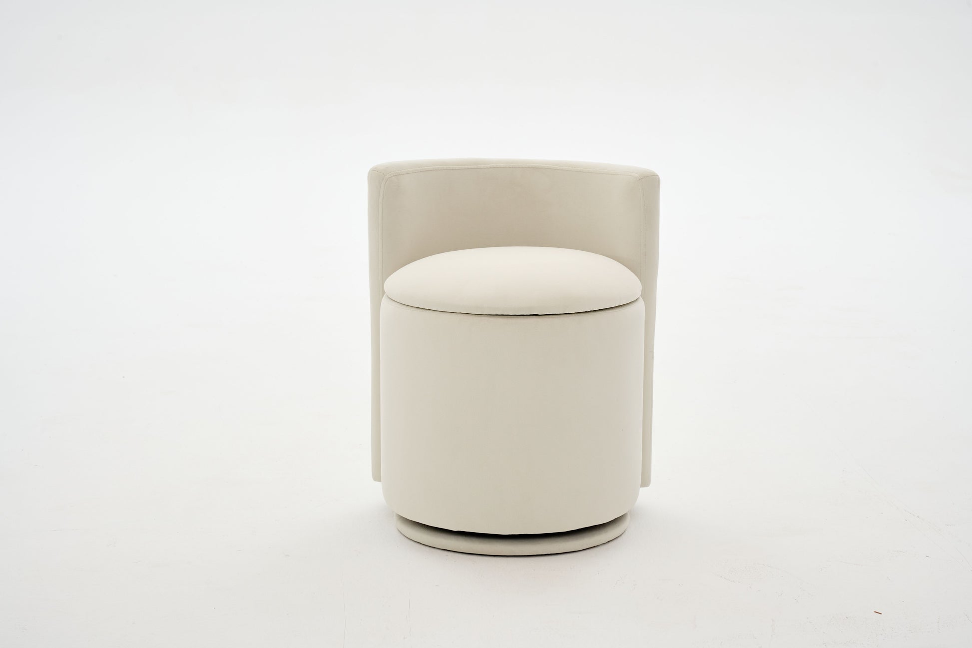 075-Velvet Fabric Swivel Accent Chair, Comfy Barrel Vanity Chair With Curved Backrest, Upholstered Storage Chair For Primary Living Room, Beige image 8