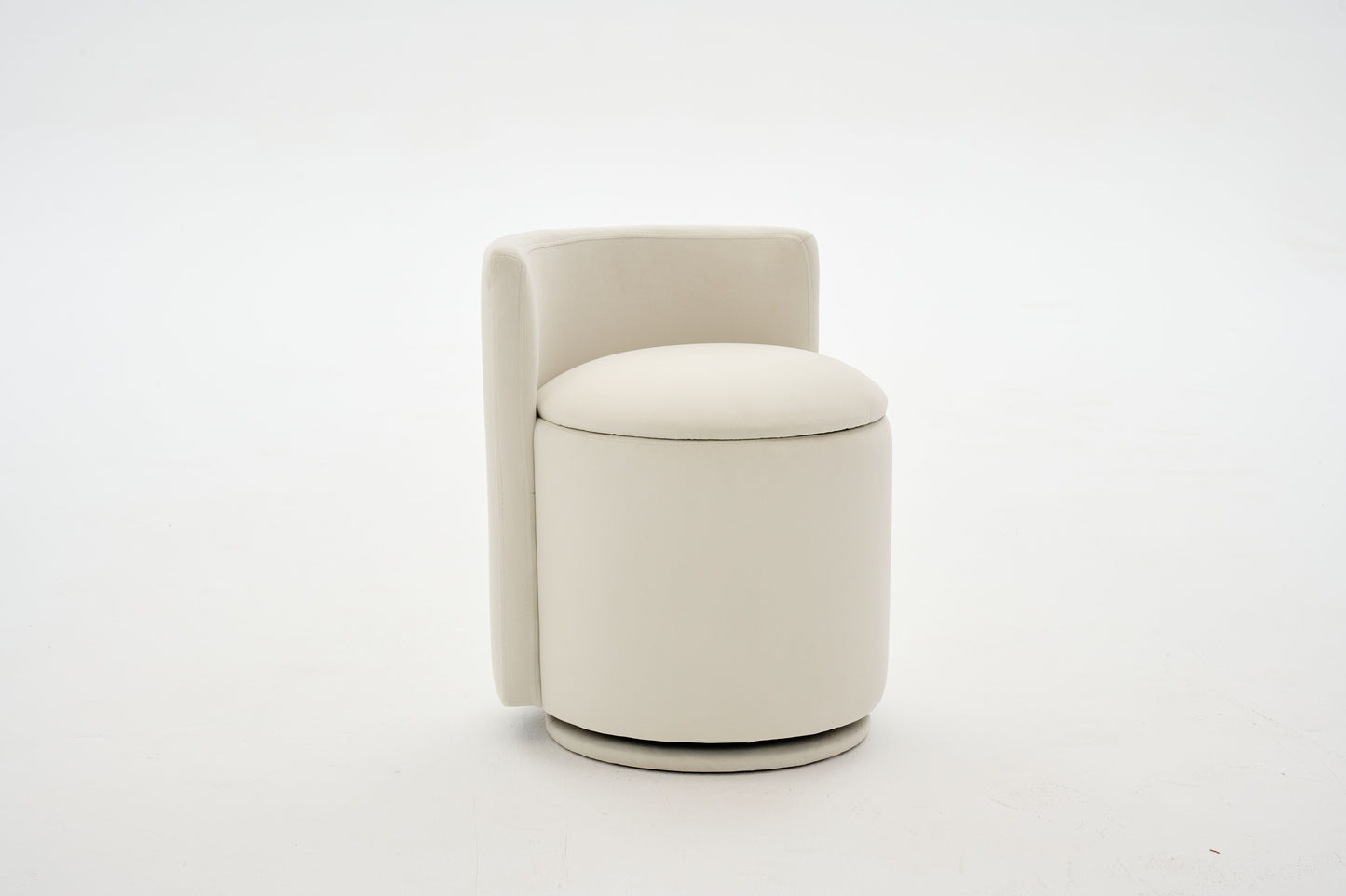 075-Velvet Fabric Swivel Accent Chair, Comfy Barrel Vanity Chair With Curved Backrest, Upholstered Storage Chair For Primary Living Room, Beige image 9