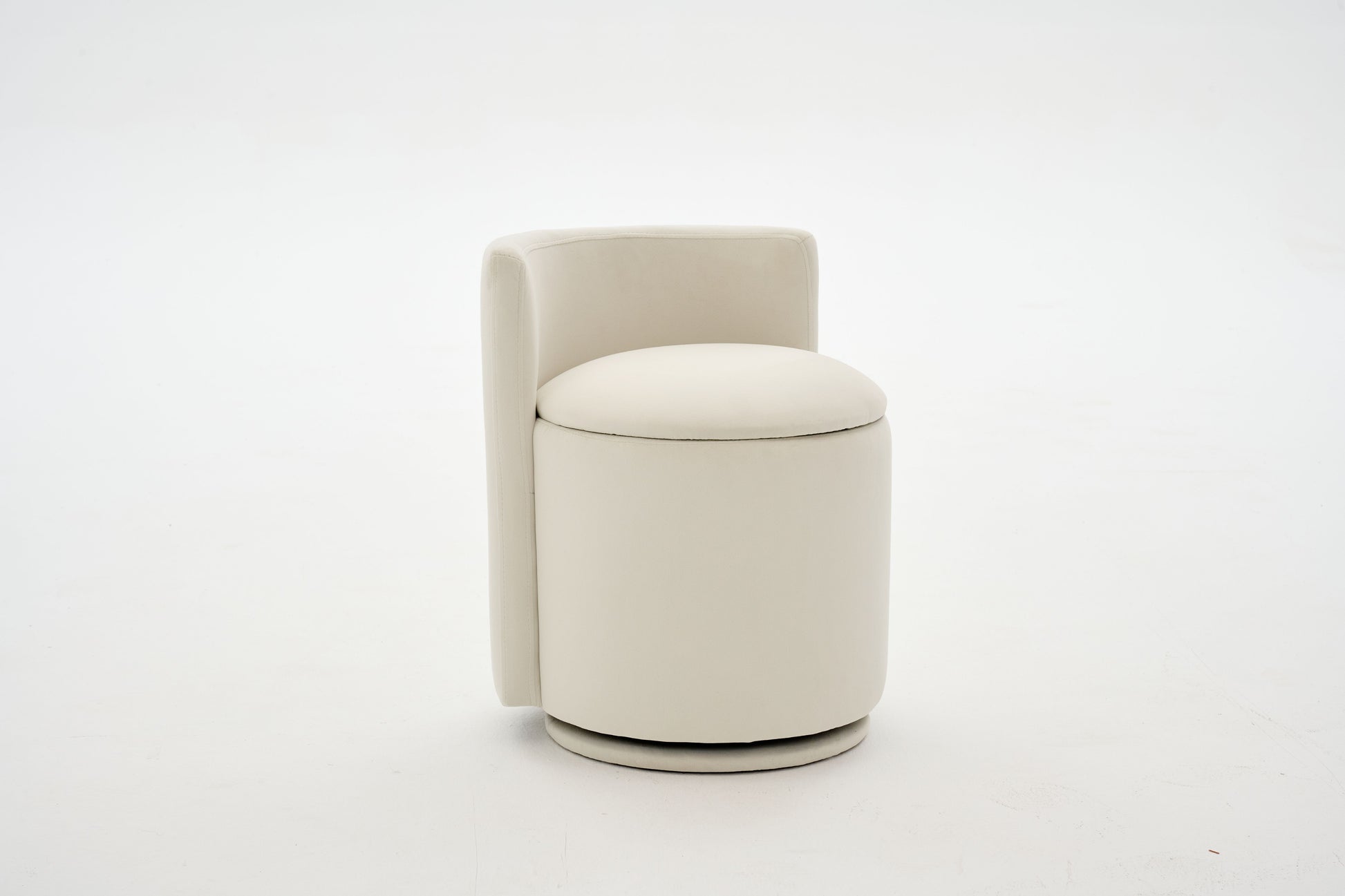 075-Velvet Fabric Swivel Accent Chair, Comfy Barrel Vanity Chair With Curved Backrest, Upholstered Storage Chair For Primary Living Room, Beige image 9