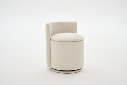 075-Velvet Fabric Swivel Accent Chair, Comfy Barrel Vanity Chair With Curved Backrest, Upholstered Storage Chair For Primary Living Room, Beige image 9