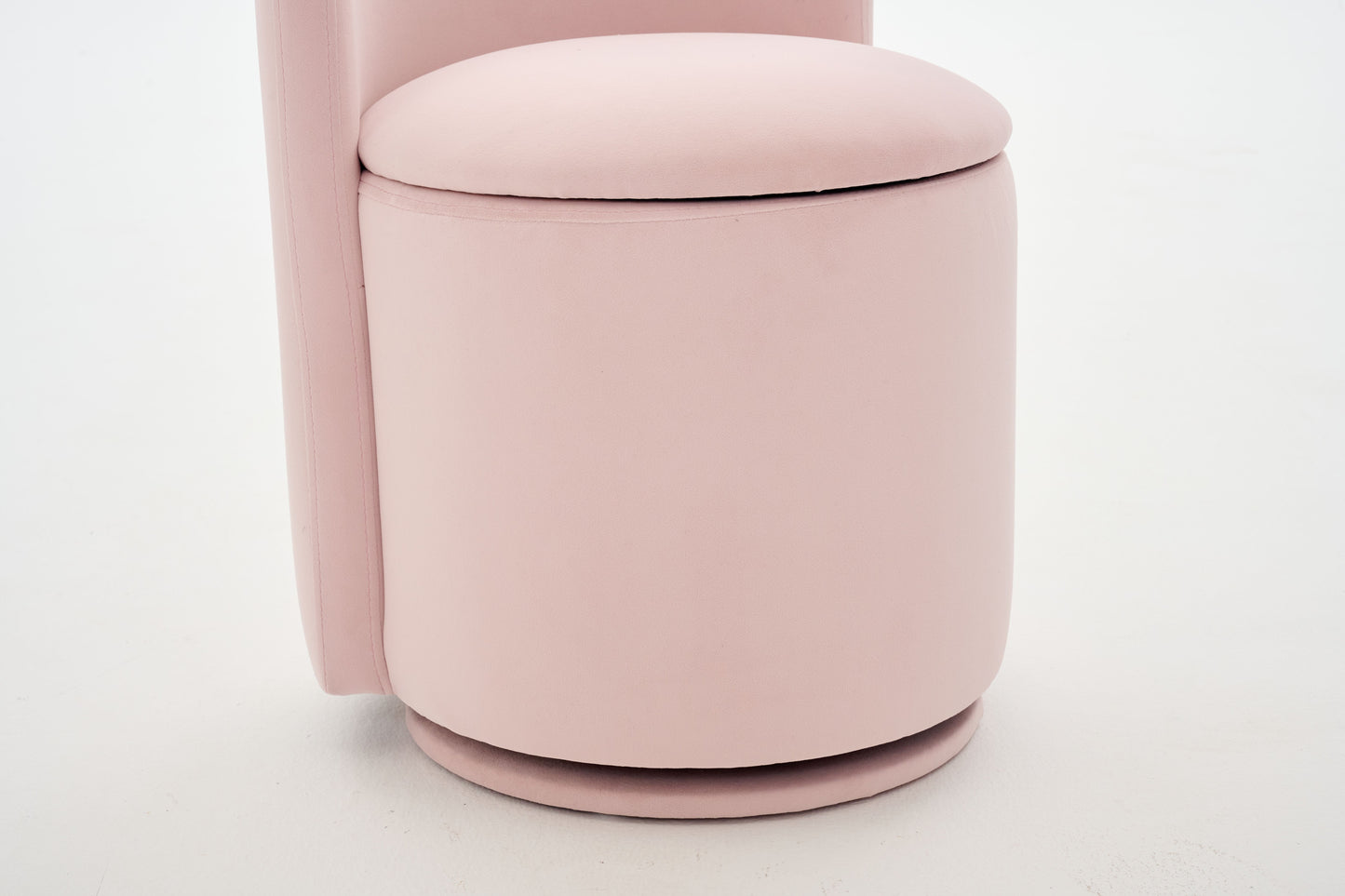075-Velvet Fabric Swivel Accent Chair, Comfy Barrel Vanity Chair With Curved Backrest, Upholstered Storage Chair For Primary Living Room, Pink image 10