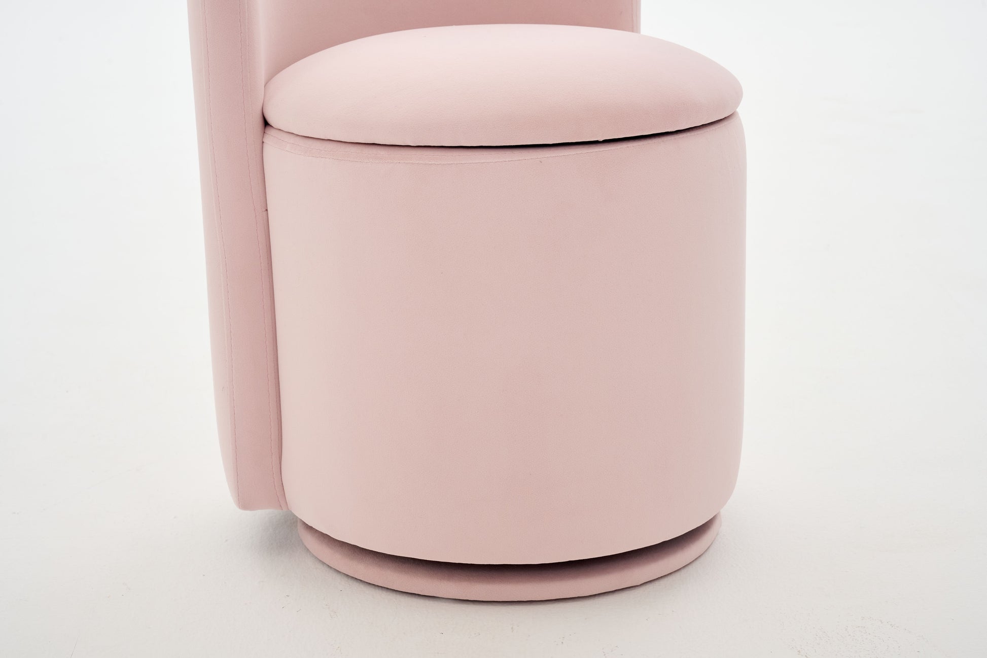 075-Velvet Fabric Swivel Accent Chair, Comfy Barrel Vanity Chair With Curved Backrest, Upholstered Storage Chair For Primary Living Room, Pink image 10