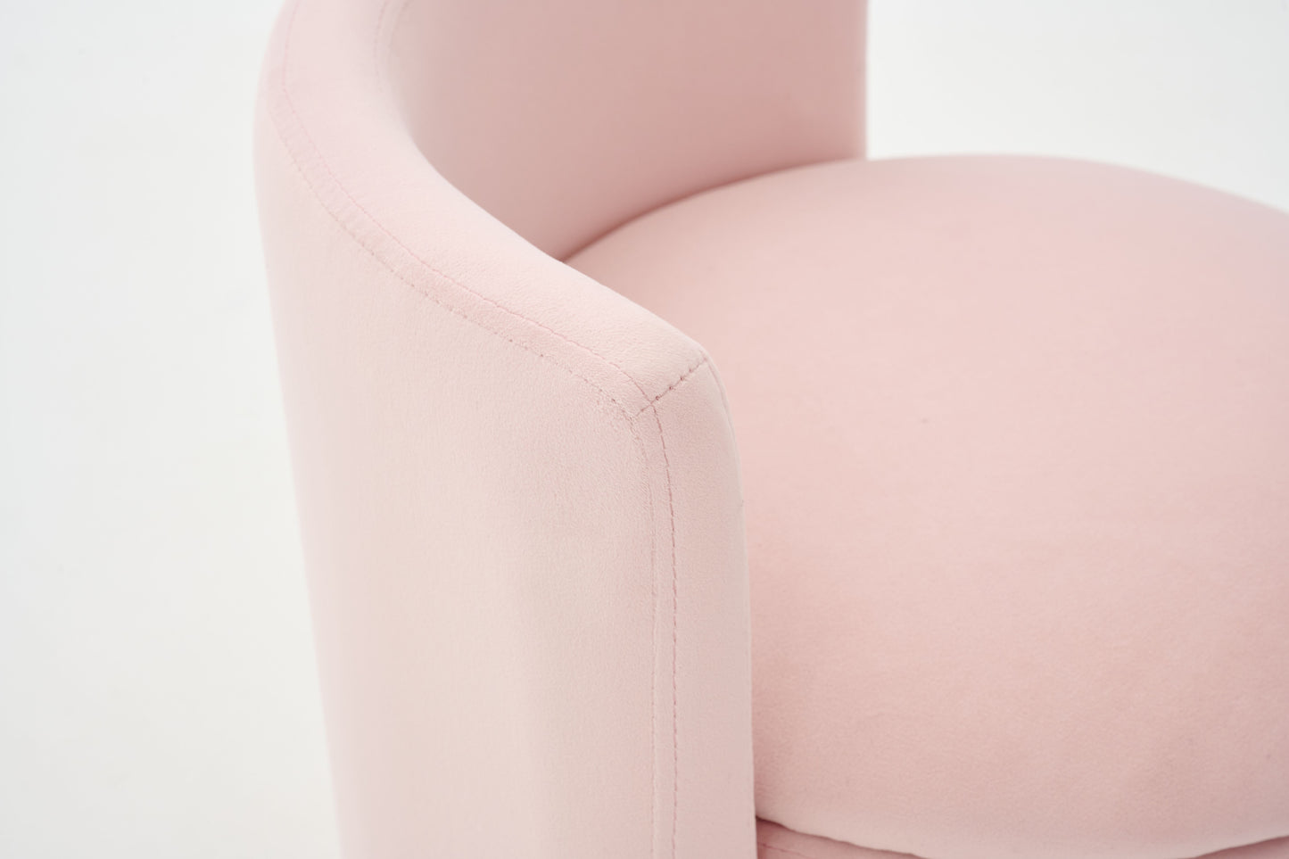 075-Velvet Fabric Swivel Accent Chair, Comfy Barrel Vanity Chair With Curved Backrest, Upholstered Storage Chair For Primary Living Room, Pink image 12