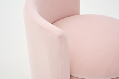 075-Velvet Fabric Swivel Accent Chair, Comfy Barrel Vanity Chair With Curved Backrest, Upholstered Storage Chair For Primary Living Room, Pink image 12