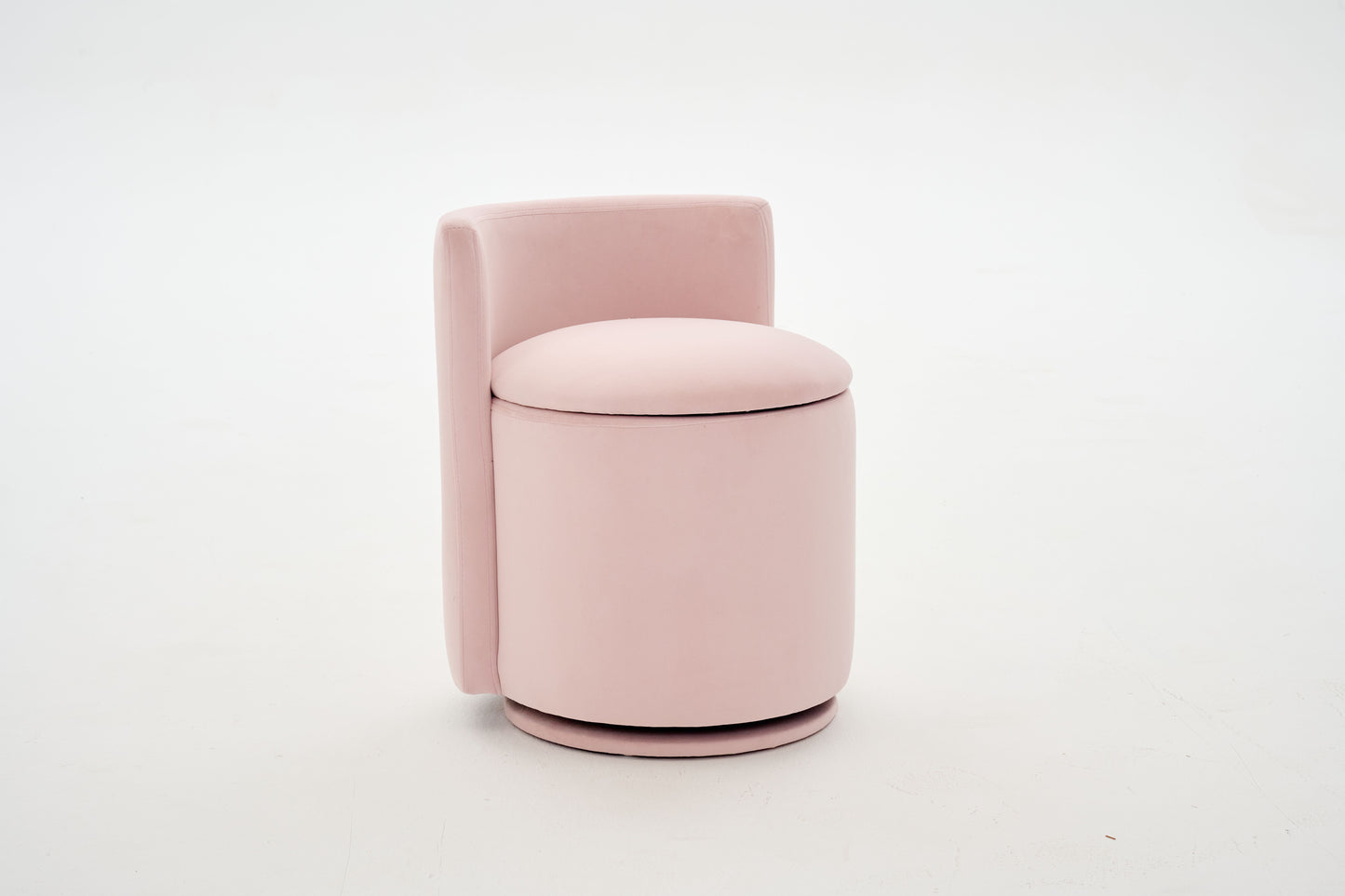 075-Velvet Fabric Swivel Accent Chair, Comfy Barrel Vanity Chair With Curved Backrest, Upholstered Storage Chair For Primary Living Room, Pink image 3