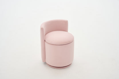 075-Velvet Fabric Swivel Accent Chair, Comfy Barrel Vanity Chair With Curved Backrest, Upholstered Storage Chair For Primary Living Room, Pink image 4