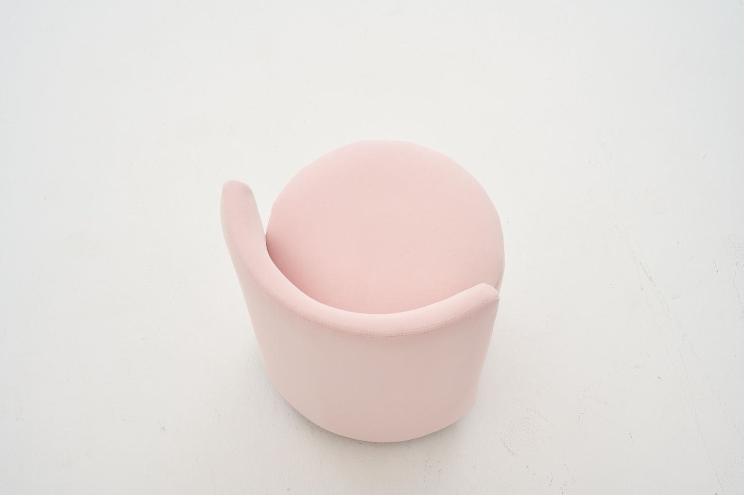 075-Velvet Fabric Swivel Accent Chair, Comfy Barrel Vanity Chair With Curved Backrest, Upholstered Storage Chair For Primary Living Room, Pink image 5