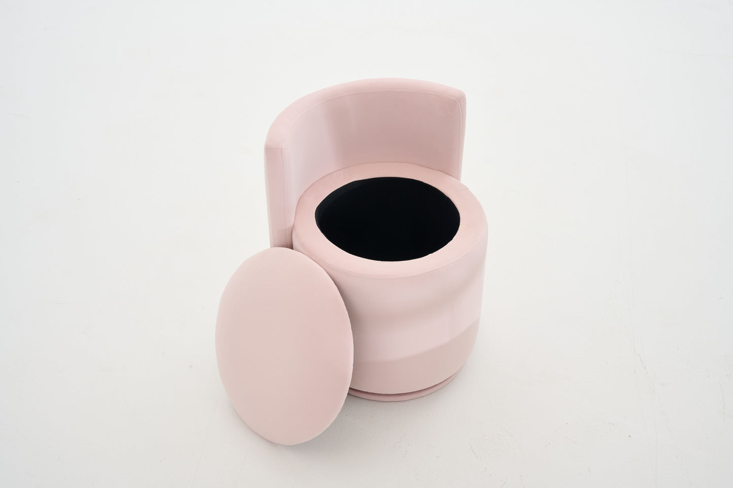 075-Velvet Fabric Swivel Accent Chair, Comfy Barrel Vanity Chair With Curved Backrest, Upholstered Storage Chair For Primary Living Room, Pink image 8