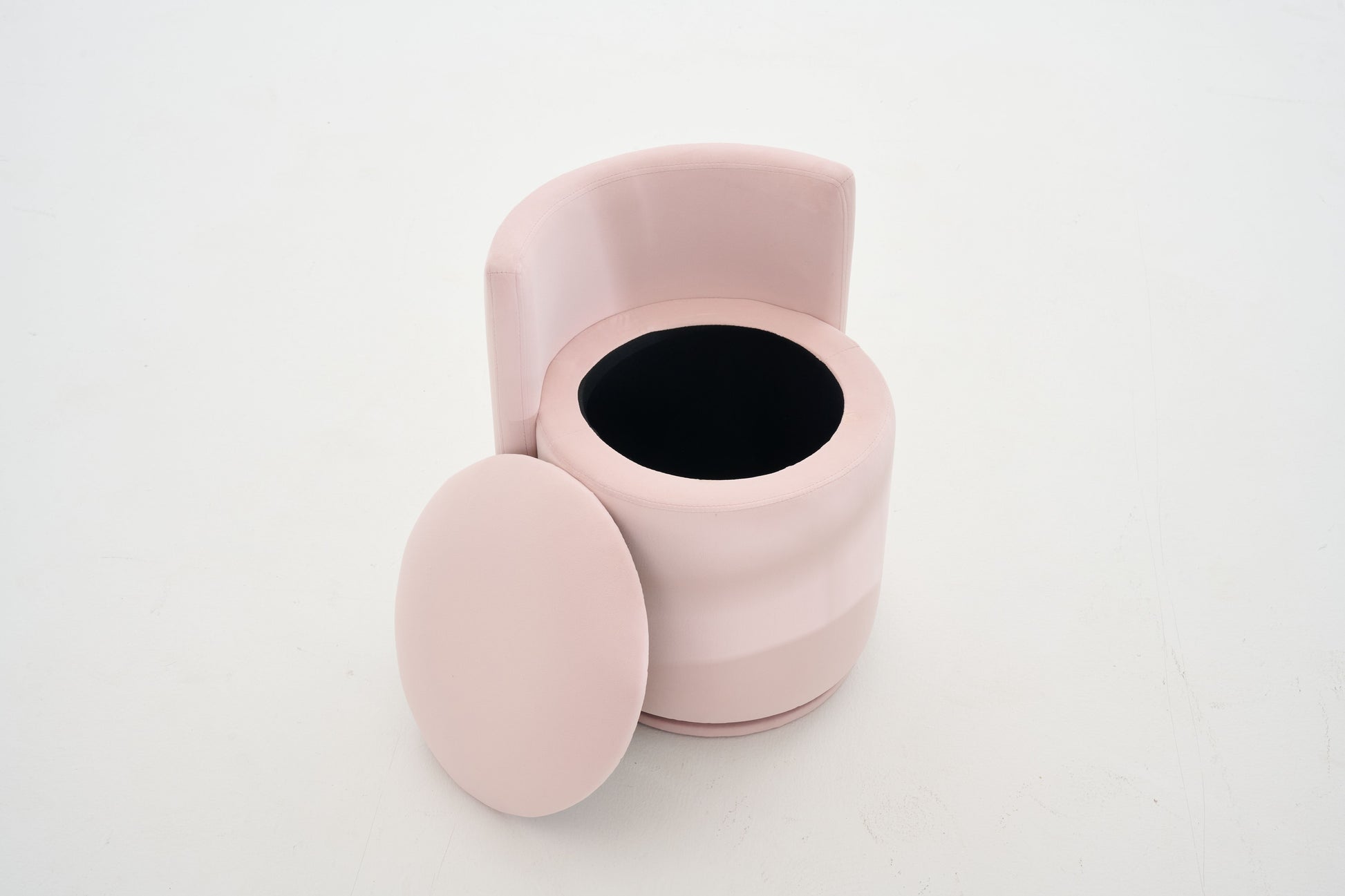 075-Velvet Fabric Swivel Accent Chair, Comfy Barrel Vanity Chair With Curved Backrest, Upholstered Storage Chair For Primary Living Room, Pink image 8