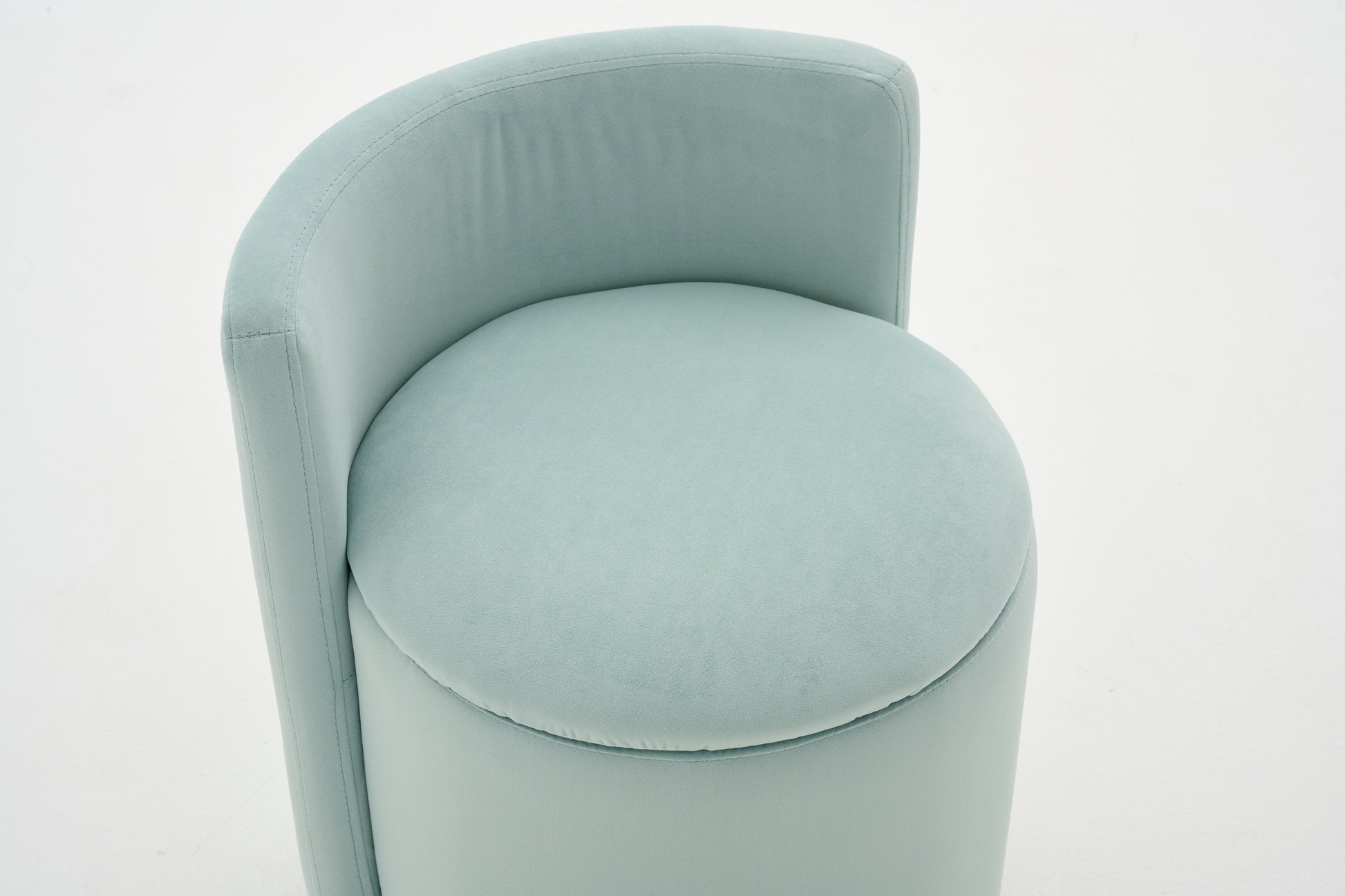 075-Velvet Fabric Swivel Accent Chair, Comfy Barrel Vanity Chair With Curved Backrest, Upholstered Storage Chair For Primary Living Room, Aqua image 10