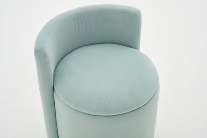 075-Velvet Fabric Swivel Accent Chair, Comfy Barrel Vanity Chair With Curved Backrest, Upholstered Storage Chair For Primary Living Room, Aqua image 10