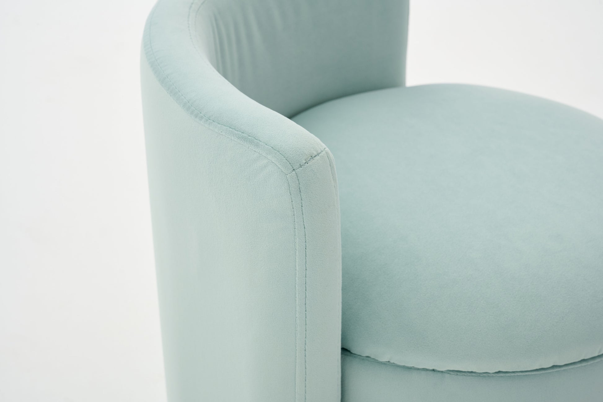 075-Velvet Fabric Swivel Accent Chair, Comfy Barrel Vanity Chair With Curved Backrest, Upholstered Storage Chair For Primary Living Room, Aqua image 11
