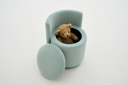 075-Velvet Fabric Swivel Accent Chair, Comfy Barrel Vanity Chair With Curved Backrest, Upholstered Storage Chair For Primary Living Room, Aqua image 2