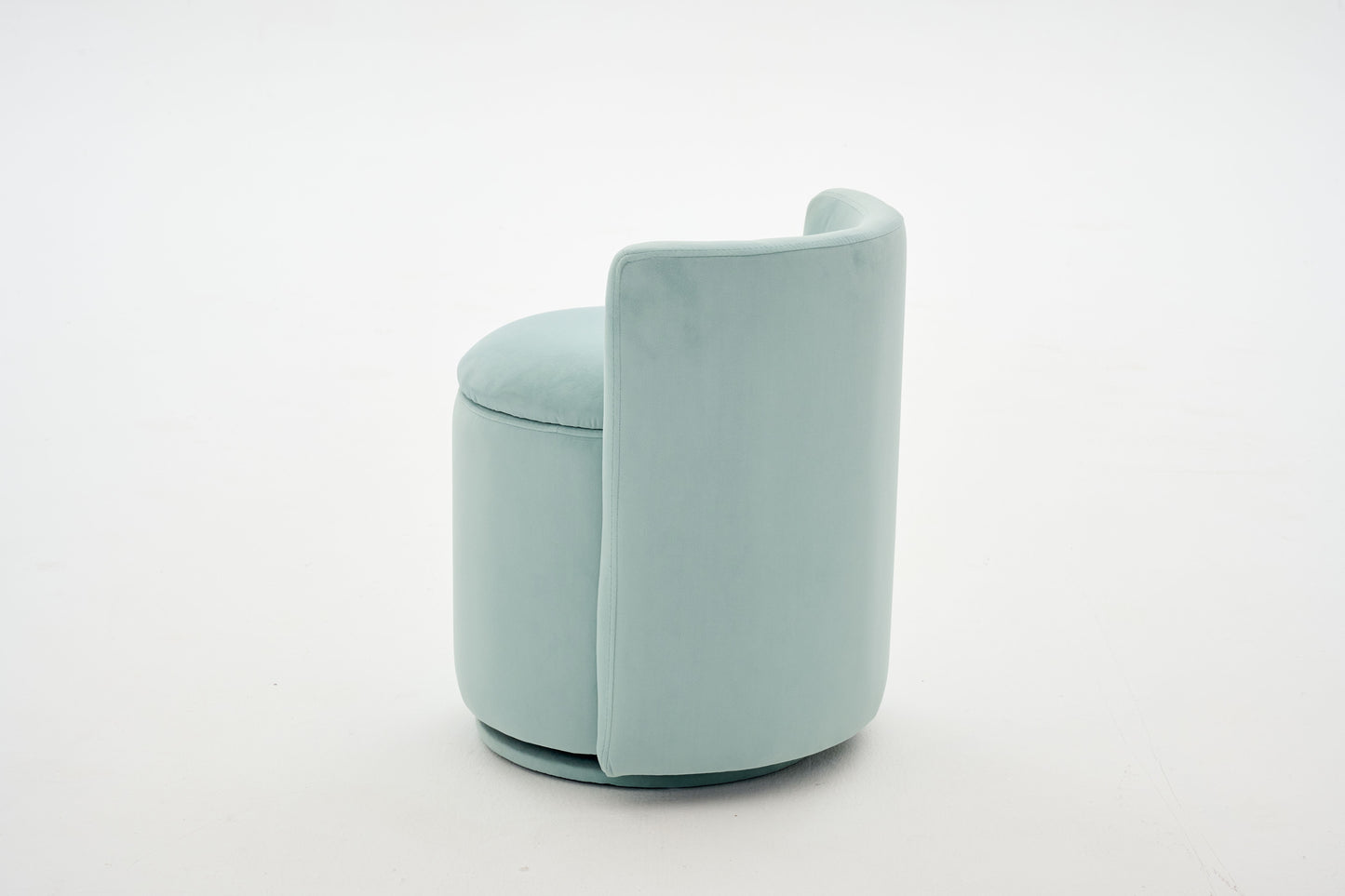 075-Velvet Fabric Swivel Accent Chair, Comfy Barrel Vanity Chair With Curved Backrest, Upholstered Storage Chair For Primary Living Room, Aqua image 3