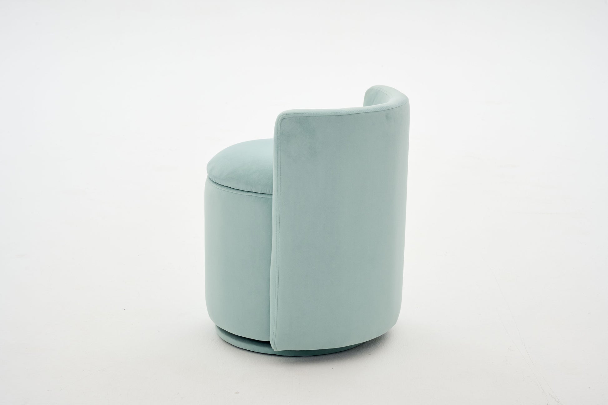 075-Velvet Fabric Swivel Accent Chair, Comfy Barrel Vanity Chair With Curved Backrest, Upholstered Storage Chair For Primary Living Room, Aqua image 3