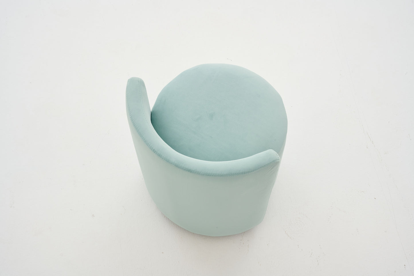 075-Velvet Fabric Swivel Accent Chair, Comfy Barrel Vanity Chair With Curved Backrest, Upholstered Storage Chair For Primary Living Room, Aqua image 4