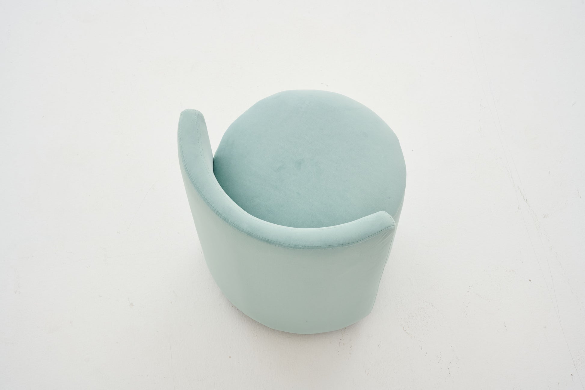 075-Velvet Fabric Swivel Accent Chair, Comfy Barrel Vanity Chair With Curved Backrest, Upholstered Storage Chair For Primary Living Room, Aqua image 4