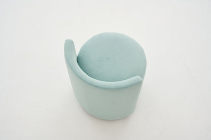 075-Velvet Fabric Swivel Accent Chair, Comfy Barrel Vanity Chair With Curved Backrest, Upholstered Storage Chair For Primary Living Room, Aqua image 4