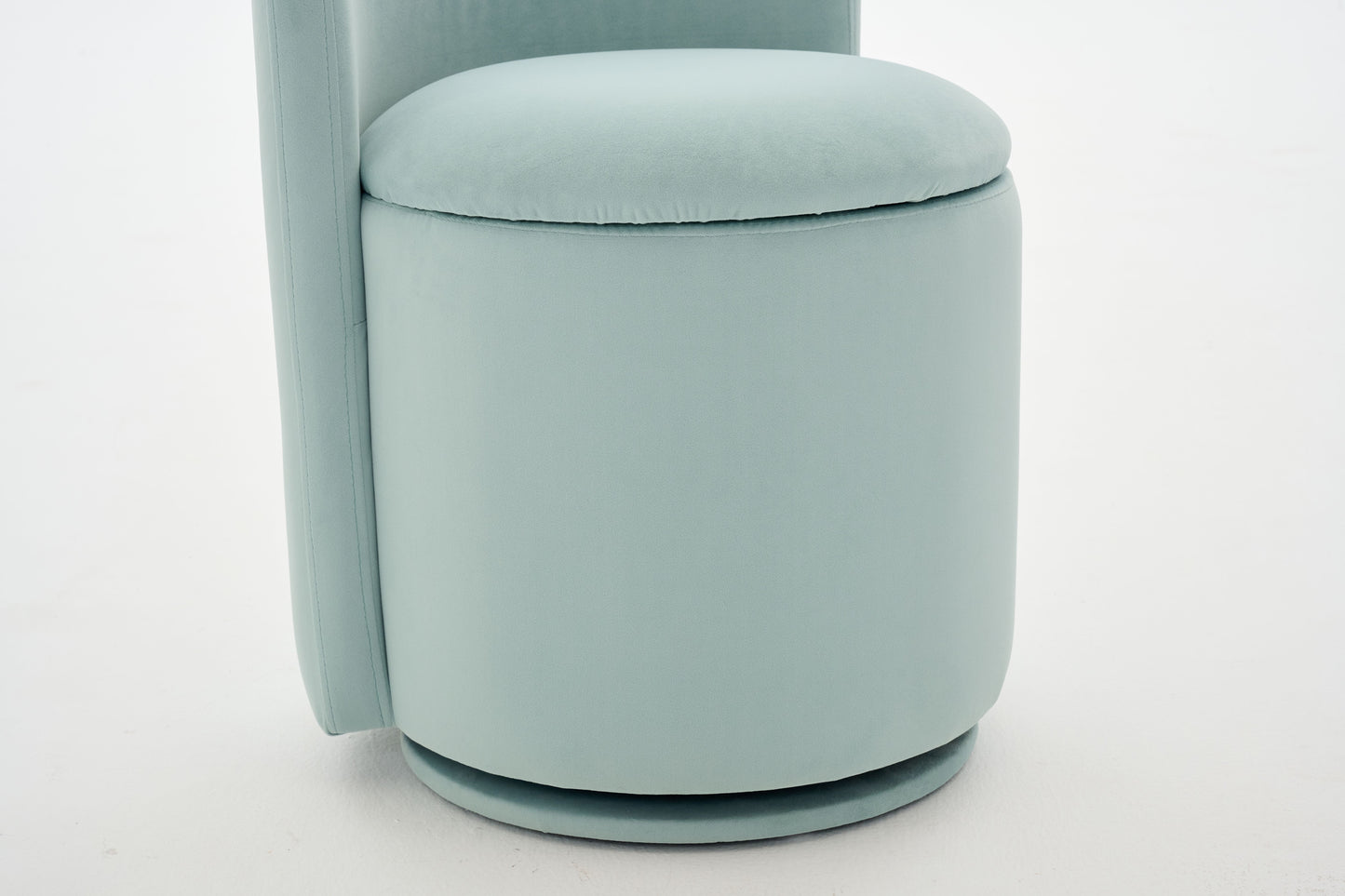 075-Velvet Fabric Swivel Accent Chair, Comfy Barrel Vanity Chair With Curved Backrest, Upholstered Storage Chair For Primary Living Room, Aqua image 7