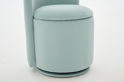 075-Velvet Fabric Swivel Accent Chair, Comfy Barrel Vanity Chair With Curved Backrest, Upholstered Storage Chair For Primary Living Room, Aqua image 7