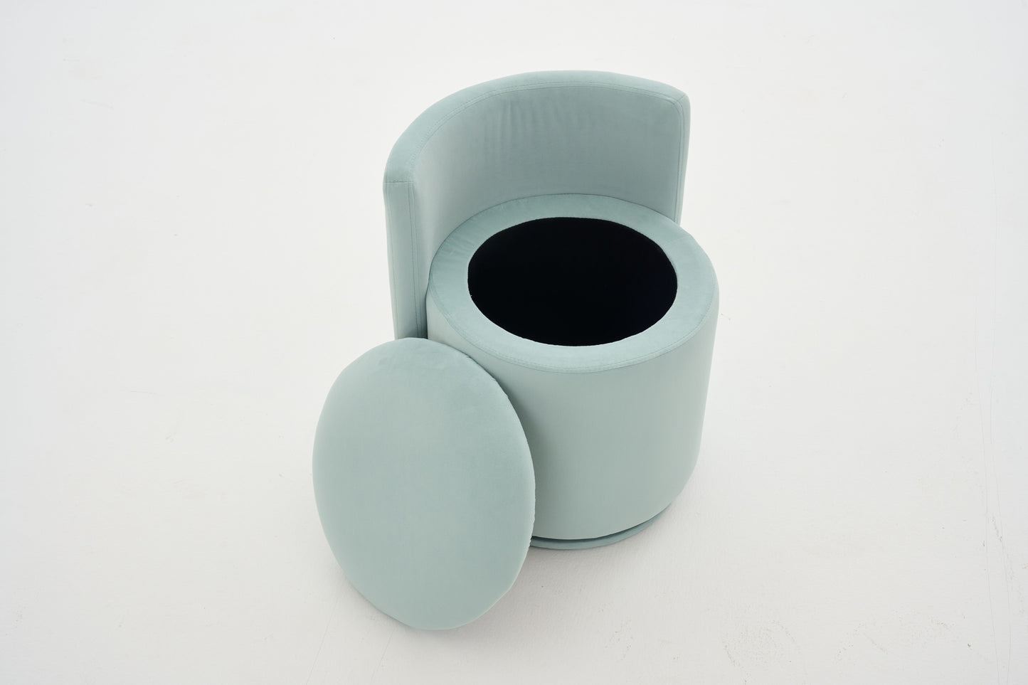 075-Velvet Fabric Swivel Accent Chair, Comfy Barrel Vanity Chair With Curved Backrest, Upholstered Storage Chair For Primary Living Room, Aqua image 8