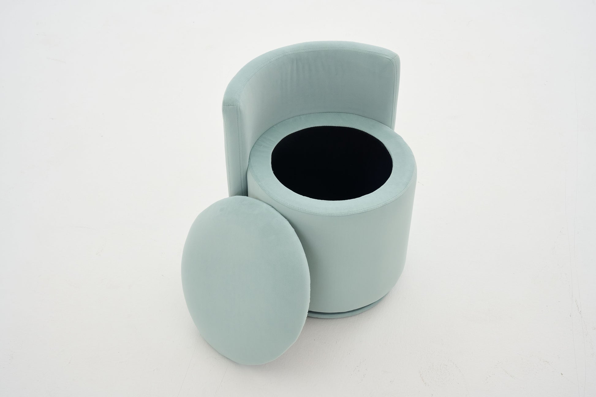 075-Velvet Fabric Swivel Accent Chair, Comfy Barrel Vanity Chair With Curved Backrest, Upholstered Storage Chair For Primary Living Room, Aqua image 8