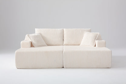 83'' Oversized Double Chaise Lounge, Boneless Lounge Couch Sofa Bed with Deep Seat & 6 Pillows image 1
