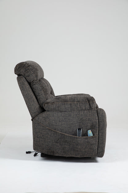 Old age electric lift chair, flat high density foam electric sofa, with heating and massage functions, can tilt to 180 degrees, 2 pocket cup holders, 2 remote controls, 4 OKIN motors image 2