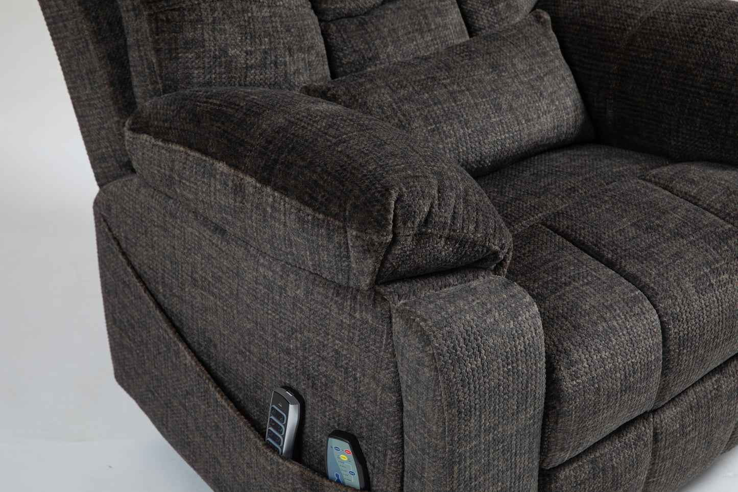 Old age electric lift chair, flat high density foam electric sofa, with heating and massage functions, can tilt to 180 degrees, 2 pocket cup holders, 2 remote controls, 4 OKIN motors image 8