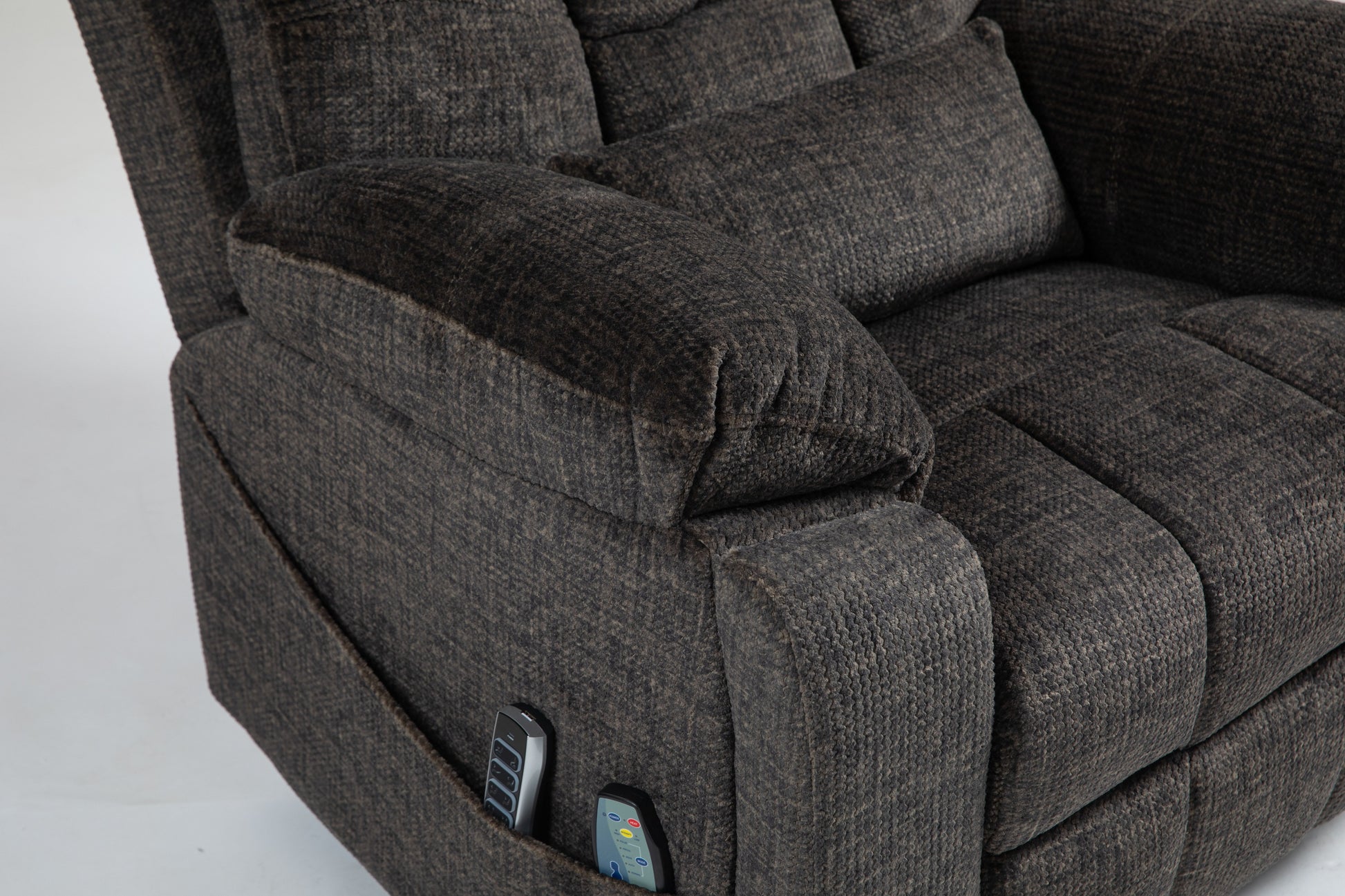 Old age electric lift chair, flat high density foam electric sofa, with heating and massage functions, can tilt to 180 degrees, 2 pocket cup holders, 2 remote controls, 4 OKIN motors image 8