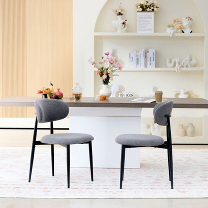 Fabric Dining Chairs, Upholstered Side Chairs with Black Metal Legs, 32.8" H x 19.6" W x 22" D, 19.3" Seat-High, Modern Kitchen Chairs for Dining Room, Living Room-Seat of 2,Black Frame and Grey Seat image 3