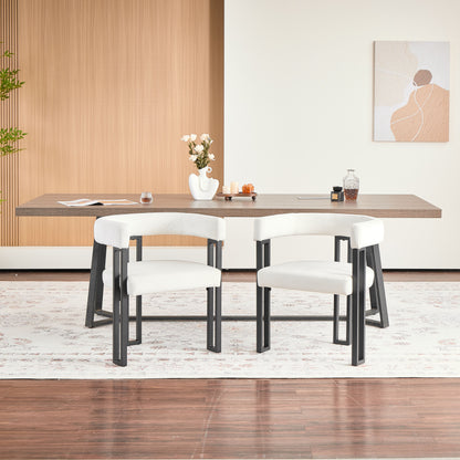 Upholstered Dining Chairs, 25.2×21.3×28.7 Inch, Soft Fabric Cushioned Accent Armchairs, Set of 2, Modern Side Chairs for Dining Room or Living Room-Beige Fabric Black Metal Frame image 4