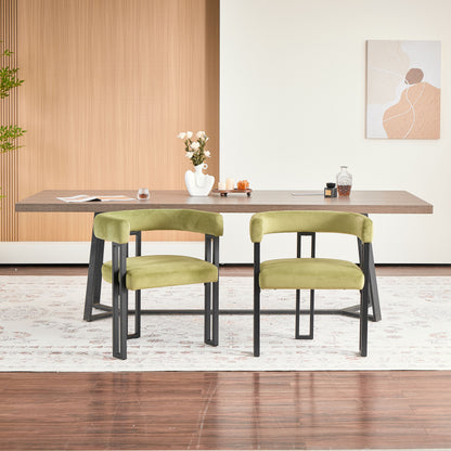 Upholstered Dining Chairs, 25.2×21.3×28.7 Inch, Soft Fabric Cushioned Accent Armchairs, Set of 2, Modern Side Chairs for Dining Room or Living Room-Green Fabric Black Metal Frame image 3