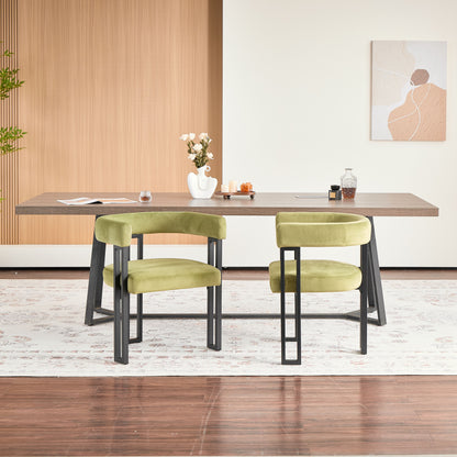 Upholstered Dining Chairs, 25.2×21.3×28.7 Inch, Soft Fabric Cushioned Accent Armchairs, Set of 2, Modern Side Chairs for Dining Room or Living Room-Green Fabric Black Metal Frame image 4
