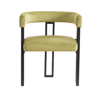 Upholstered Dining Chairs, 25.2×21.3×28.7 Inch, Soft Fabric Cushioned Accent Armchairs, Set of 2, Modern Side Chairs for Dining Room or Living Room-Green Fabric Black Metal Frame image 9