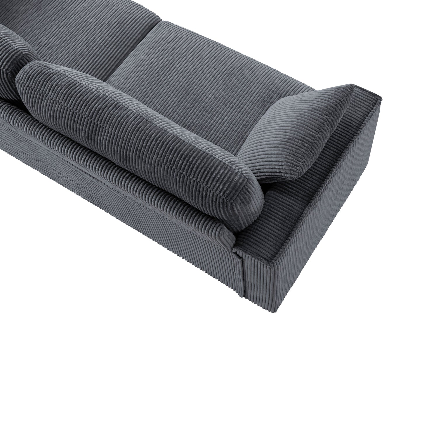 81.8"Corduroy Loveseat Sofa, 2-Seater Couch with Sturdy Iron & Wood Frame, Comfy Upholstered Sofa with Square Armrests for Living Room, Apartment image 8