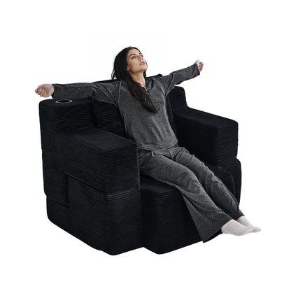 Multi-Functional Single Compression Sofa, Convertible into Computer Desk & Simple Office Desk, Corduroy Upholstery, Comfortable Seating, Ideal for Office Workers image 5