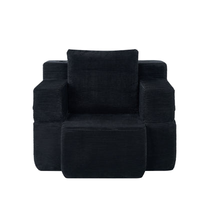 Multi-Functional Single Compression Sofa, Convertible into Computer Desk & Simple Office Desk, Corduroy Upholstery, Comfortable Seating, Ideal for Office Workers image 9
