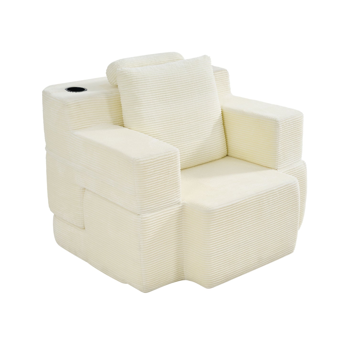 Multi-Functional Single Compression Sofa, Convertible into Computer Desk & Simple Office Desk, Corduroy Upholstery, Comfortable Seating, Ideal for Office Workers image 7