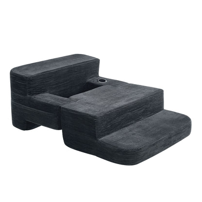 Multi-Functional Single Compression Sofa, Convertible into Computer Desk & Simple Office Desk, Corduroy Upholstery, Comfortable Seating, Ideal for Office Workers image 11