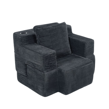 Multi-Functional Single Compression Sofa, Convertible into Computer Desk & Simple Office Desk, Corduroy Upholstery, Comfortable Seating, Ideal for Office Workers image 6
