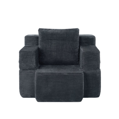 Multi-Functional Single Compression Sofa, Convertible into Computer Desk & Simple Office Desk, Corduroy Upholstery, Comfortable Seating, Ideal for Office Workers image 7